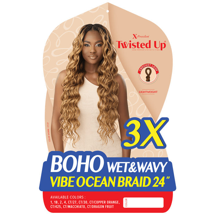 Outre X-Pression Twisted Up Pre-Loop Crochet Braid - BOHO WET&WAVY VIBE OCEAN BRAID 24" 3X