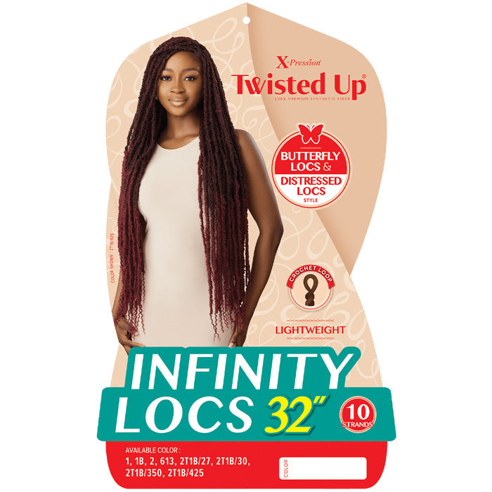 Outre X-Pression Twisted Up Distressed Butterfly Pre-Looped Crochet Braid - INFINITY LOCS 32"