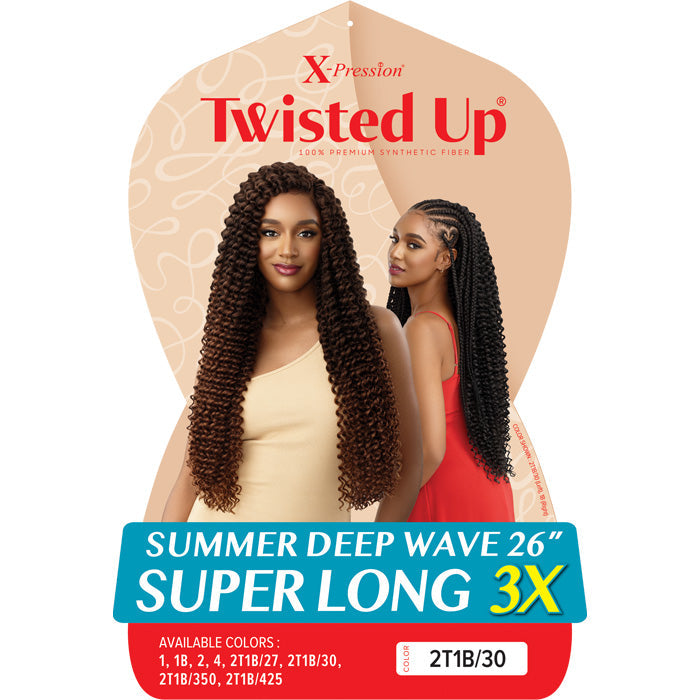 Outre X-Pression Twisted Up Crochet Braids 3X - SUMMER DEEP WAVE 26 SUPER LONG