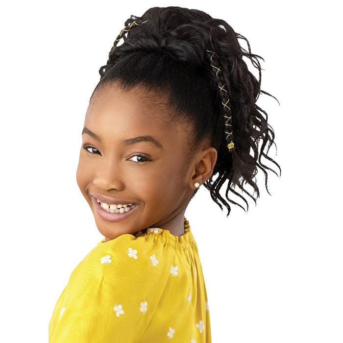 Outre Lil Looks Drawstring Ponytail - GOLD ACCENTED NATURAL WAVE 12"