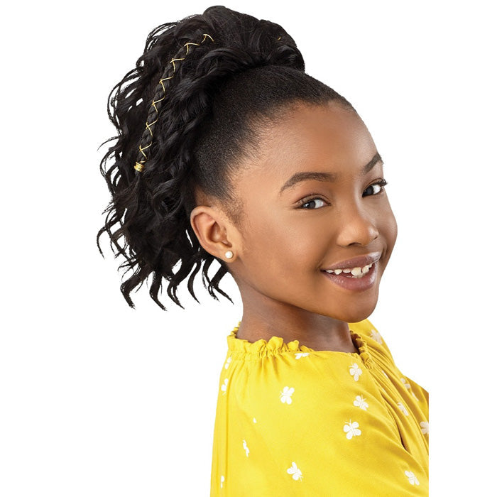 Outre Lil Looks Drawstring Ponytail - GOLD ACCENTED NATURAL WAVE 12"