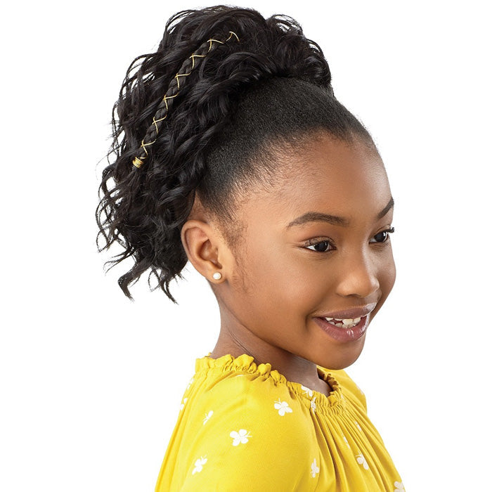 Outre Lil Looks Drawstring Ponytail - GOLD ACCENTED NATURAL WAVE 12"
