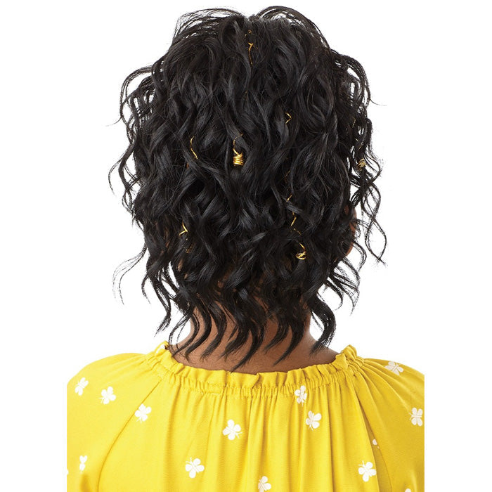 Outre Lil Looks Drawstring Ponytail - GOLD ACCENTED NATURAL WAVE 12"