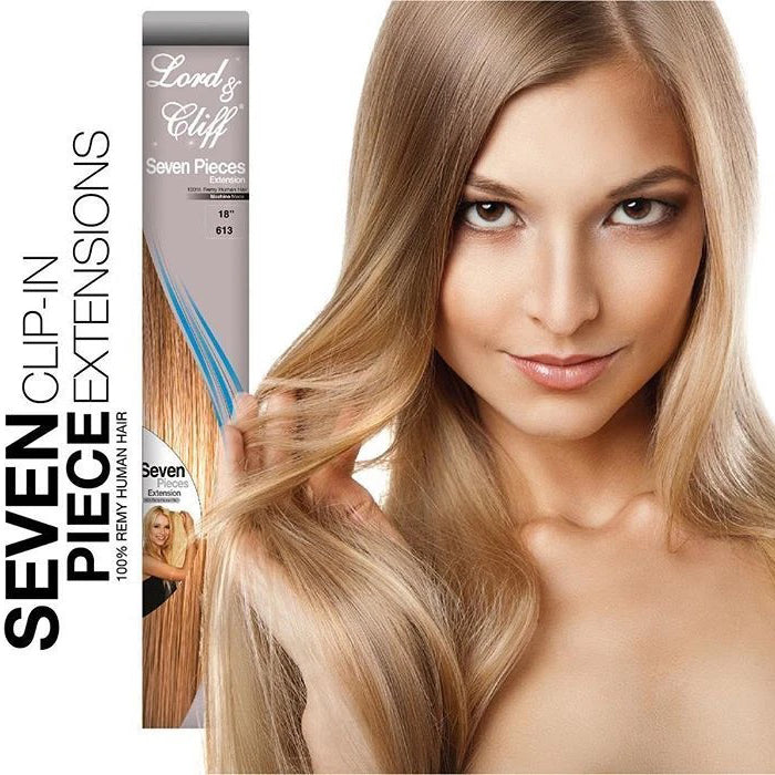 Lord & Cliff Seven Pieces 100% Remi Human Hair Clip-In Extension - 7PCS STRAIGHT 14/18"