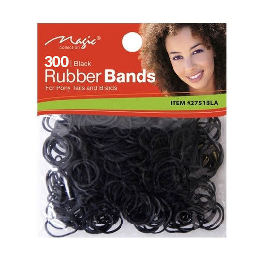 Black Rubber Band for Ponytails and Braids - 300 Pcs (1 Pack)