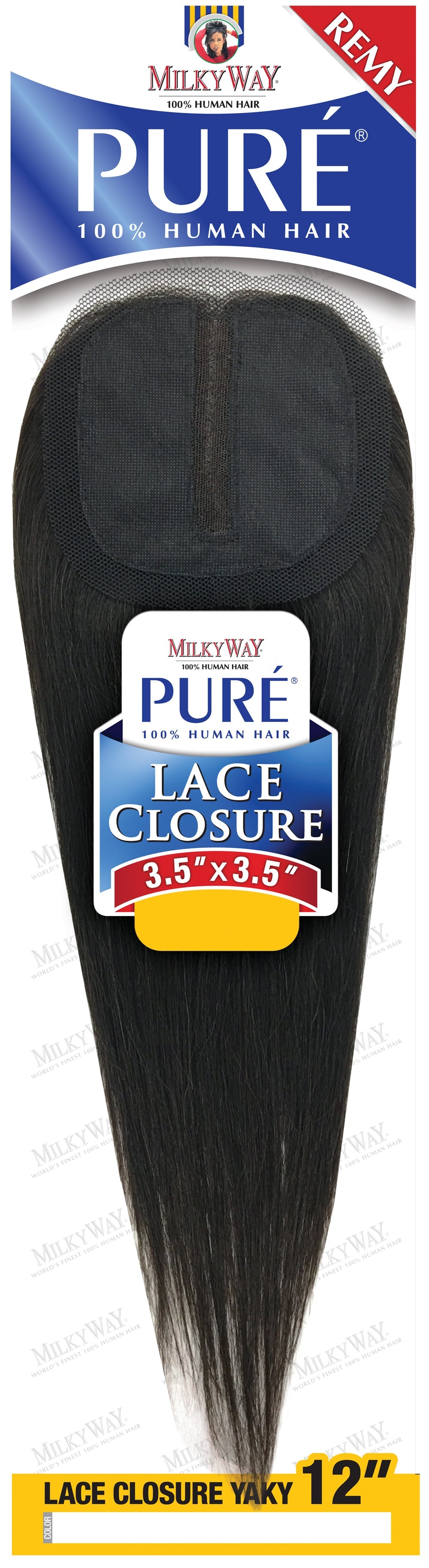 MilkyWay Pure 100% Human Hair 3.5 x 3.5 LACE CLOSURE YAKY 12 Inch