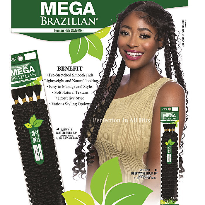 Mane Concept Mega Brazilian Human Hair Blend Braids - DEEP WAVE BULK 18"