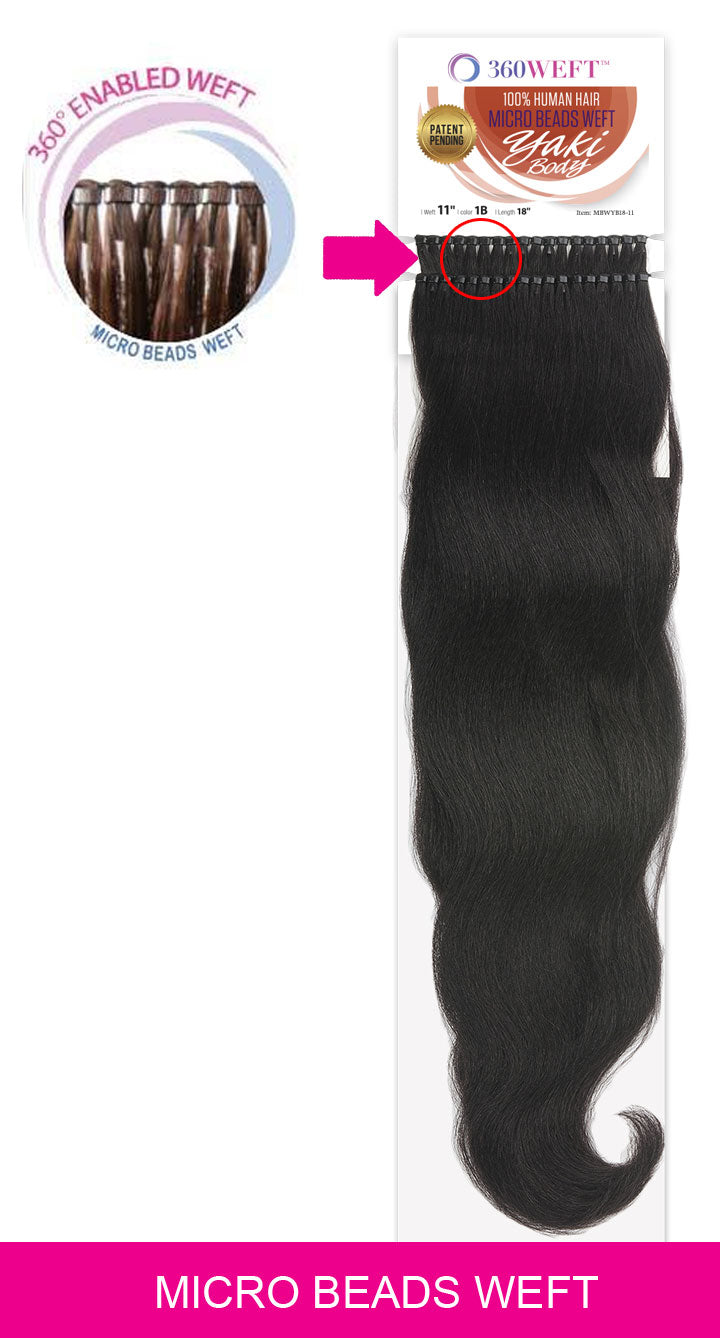 New Born Free 360 Weft 100% Human Hair Weave - MICRO BEADS WEFT YAKI BODY 18 Inch