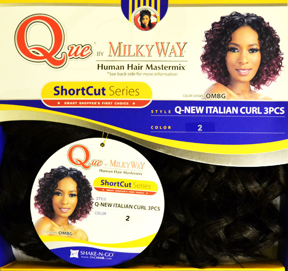MilkyWay Que Short Cut Human Hair Blend Weave - Q-NEW ITALIAN CURL 3 PCS