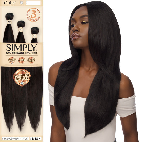 Outre Simply 100% Unprocessed Human Hair Coconut Weave Bundle - NATURAL STRAIGHT