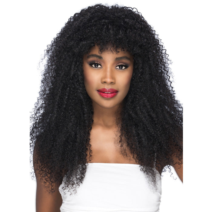 Vivica A Fox 100% Natural Remi Human Hair 26" LAYERED BOHEMIAN CURL WITH BLUNT BANG Wig