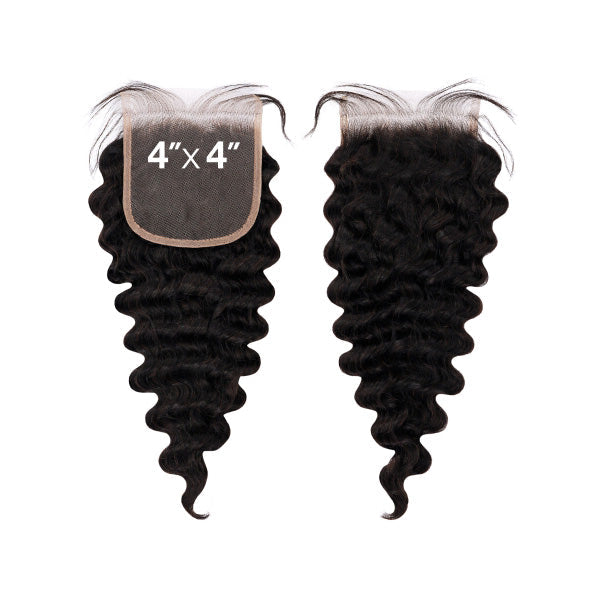 Shake-N-Go 100% Unprocessed Human Hair NVH 10A+ 4X4 Lace Closure - DEEP CURL 12"