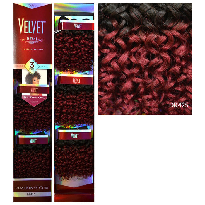 Outre Velvet Short Series 100% Remi Human Hair Weave - KINKY CURL 3 Pcs