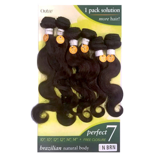 Outre Simply Perfect 7 100% Non-Processed Human Hair Weave - BRAZILIAN NATURAL BODY 14/16/18" (One Pack Solution)