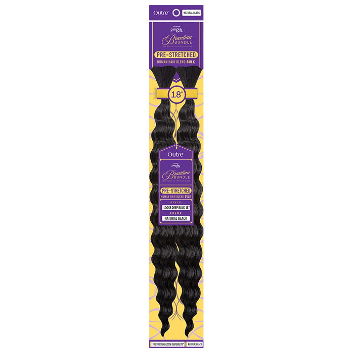 OUTRE PURPLE PACK BRAZILIAN BUNDLE 100% HUMAN HAIR BLEND BRAID - PRE STRETCHED LOOSE DEEP BULK 18/24 inch