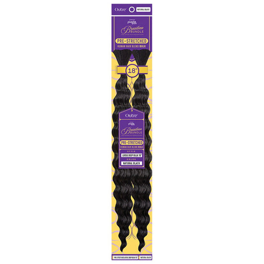 OUTRE PURPLE PACK BRAZILIAN BUNDLE 100% HUMAN HAIR BLEND BRAID - PRE STRETCHED LOOSE DEEP BULK 18/24 inch