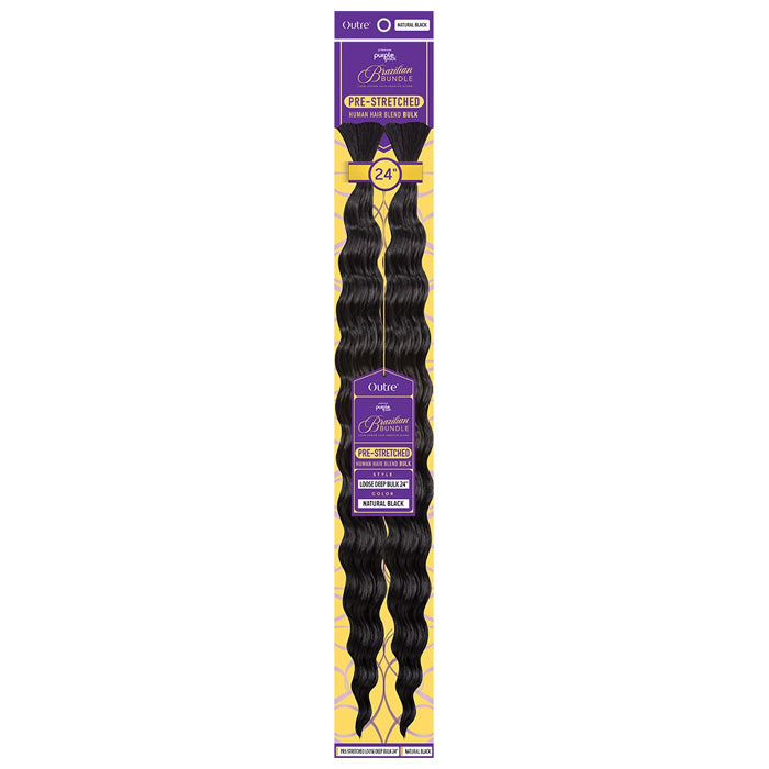 OUTRE PURPLE PACK BRAZILIAN BUNDLE 100% HUMAN HAIR BLEND BRAID - PRE STRETCHED LOOSE DEEP BULK 18/24 inch