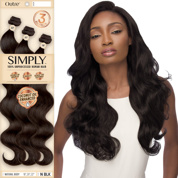 Outre Simply 100% Unprocessed Human Hair 3 Bundles Weaves - NATURAL BODY