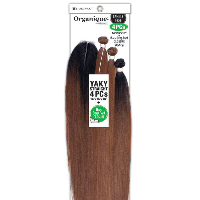 Shake-N-Go Organique Mastermix Weave - YAKY STRAIGHT 4 PCS 14/16/18"+ 5" CLOSURE