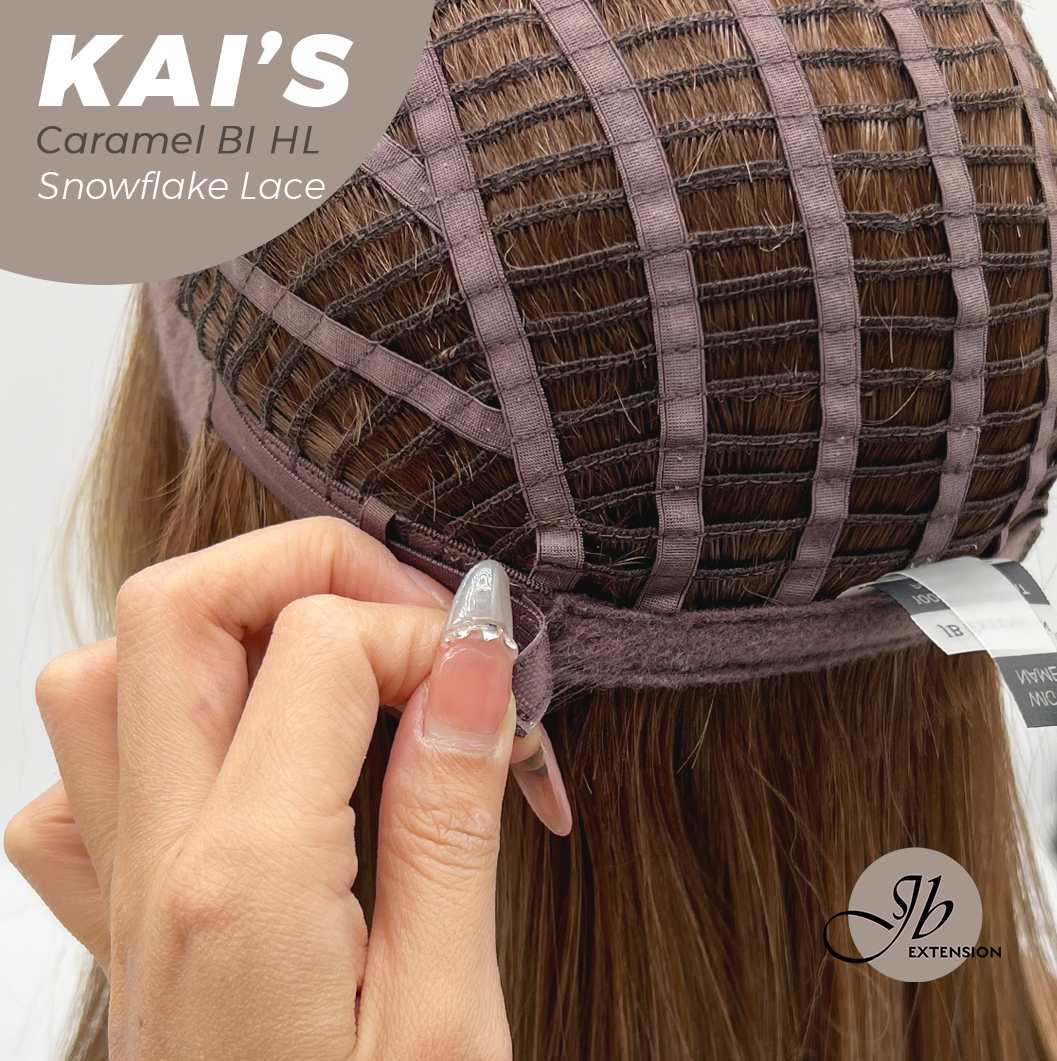 [PRE-ORDER] JBEXTENSION 18 Inches Caramel Blonde Highlight Pre-Cut Snowflake Lace Frontlace Glueless Wig KAI'S CARAMEL BLONDE HIGHLIGHT【PERMATEASE】【BENDY EAR TABS】