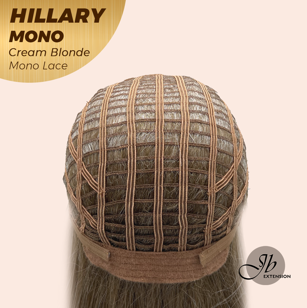 [PRE-ORDER] JBEXTENSION HILLARY MONO CREAM BLONDE Monofilament Handmade Wig 6X5 Full Monofilament Hand Tied Top Wig 16 Inches Cream Blonde Straight Mono Lace Wig With Anti-slip Silicone Strips Glueless Wig HILLARY MONO CREAM BLONDE【BENDY EAR TABS】