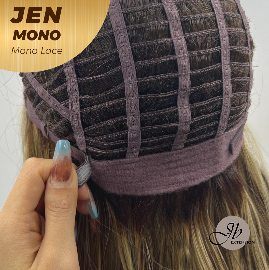[PRE-ORDER] HOT OF SEASON -JBEXTENSION JEN MONO Monofilament Handmade Wig 6X5 Full Monofilament Hand Tied Top Wig 18 Inches Hazelnut Blonde Highlight Mono Lace Wig With Anti-slip Silicone Strips Glueless Wig JEN MONO【BENDY EAR TABS】