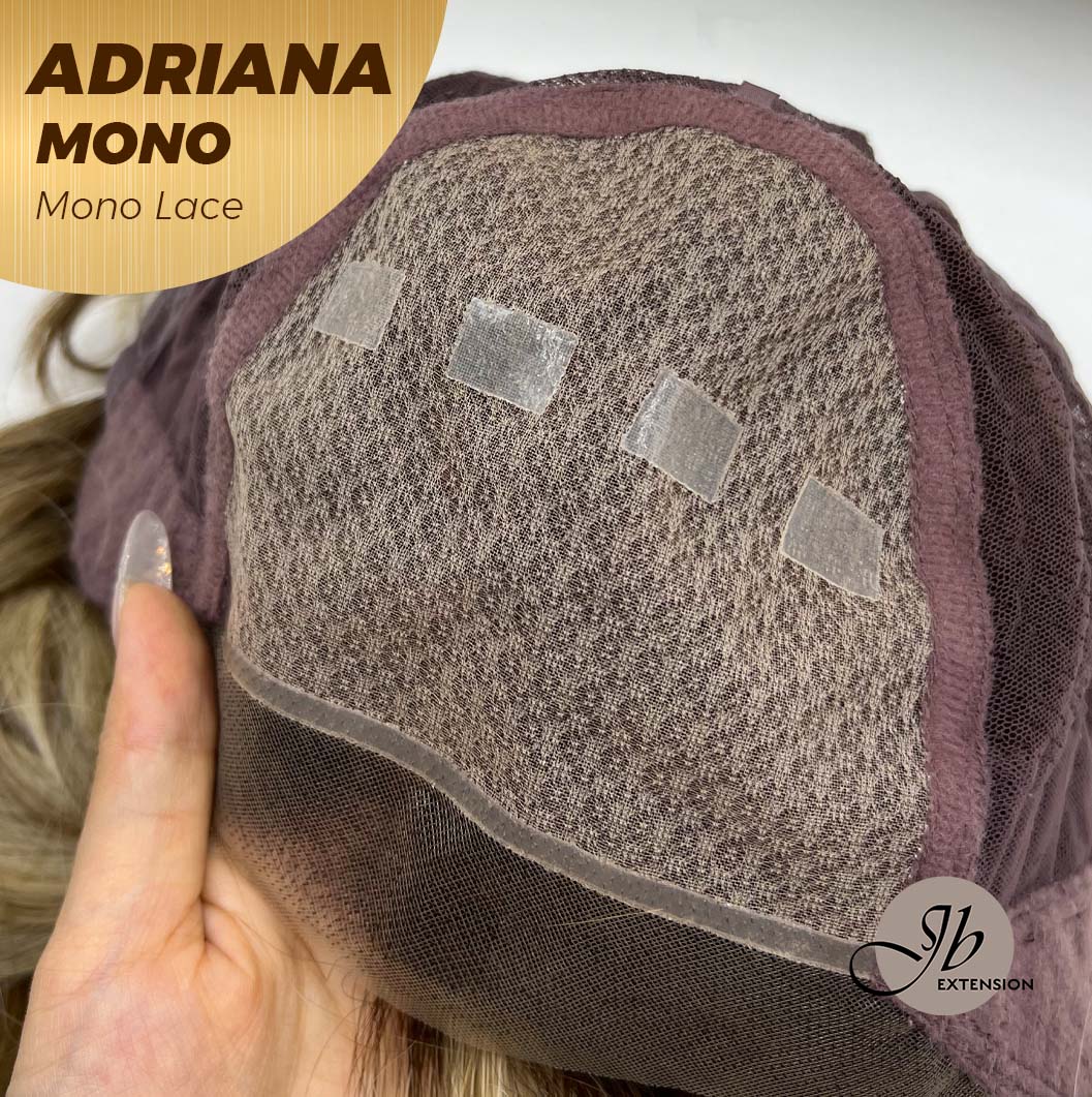 [PRE-ORDER] JBEXTENSION ADRIANA MONO Full Monofilament Handmade Full Lace Full Hand Tied Wig 14 Inches Blonde With Dark Root Wave Mono Lace Handmade Futura Fiber Wig With Anti-slip Silicone Strips Glueless Wig Adriana Mono【BENDY EAR TABS】