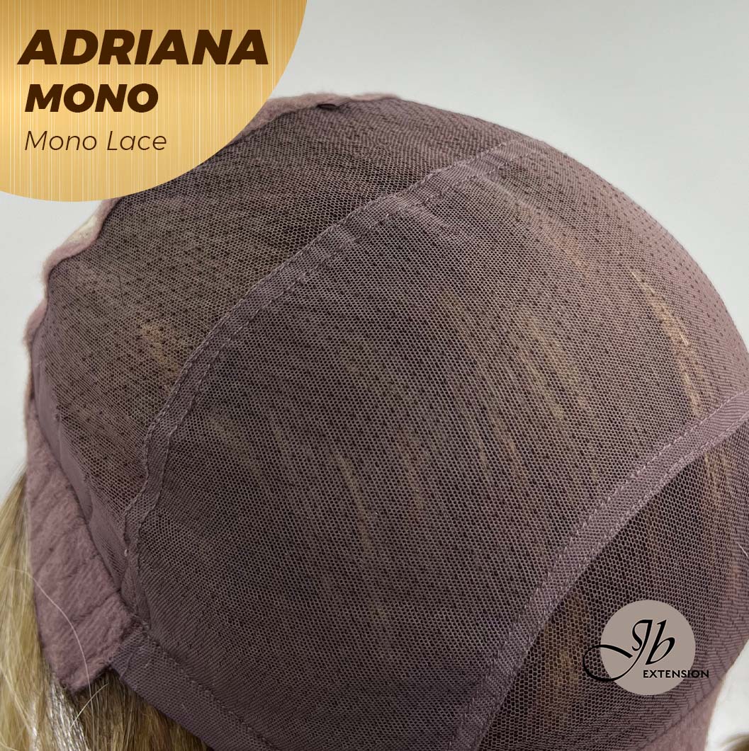 [PRE-ORDER] JBEXTENSION ADRIANA MONO Full Monofilament Handmade Full Lace Full Hand Tied Wig 14 Inches Blonde With Dark Root Wave Mono Lace Handmade Futura Fiber Wig With Anti-slip Silicone Strips Glueless Wig Adriana Mono【BENDY EAR TABS】
