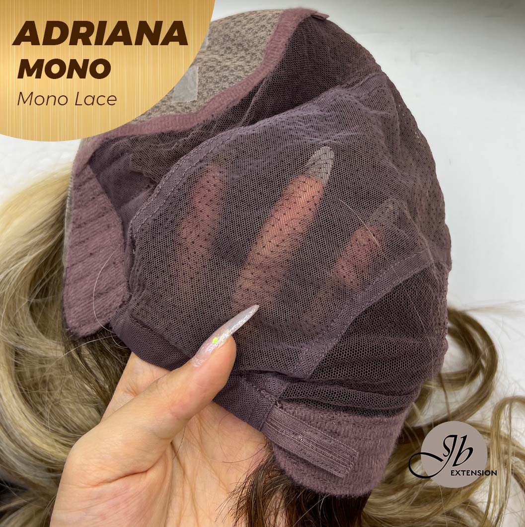 [PRE-ORDER] JBEXTENSION ADRIANA MONO Full Monofilament Handmade Full Lace Full Hand Tied Wig 14 Inches Blonde With Dark Root Wave Mono Lace Handmade Futura Fiber Wig With Anti-slip Silicone Strips Glueless Wig Adriana Mono【BENDY EAR TABS】