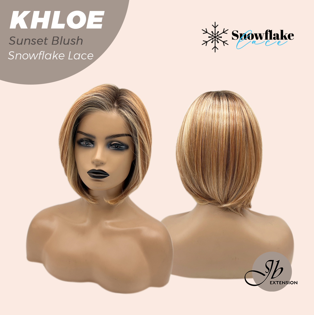 [PRE-ORDER] JBEXTENSION 12 Inches Bob Cut Sunset Blush Pre-Cut Snowflake Lace Frontlace Glueless Wig KHLOE SUNSET BLUSH【PERMATEASE】【BENDY EAR TABS】