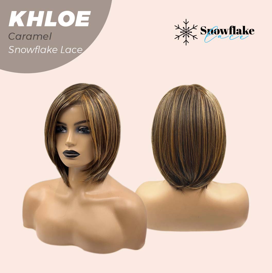 [PRE-ORDER] JBEXTENSION 12 Inches Bob Cut Caramel Pre-Cut Snowflake Lace Frontlace Glueless Wig KHLOE LACE【PERMATEASE】【BENDY EAR TABS】- M/L