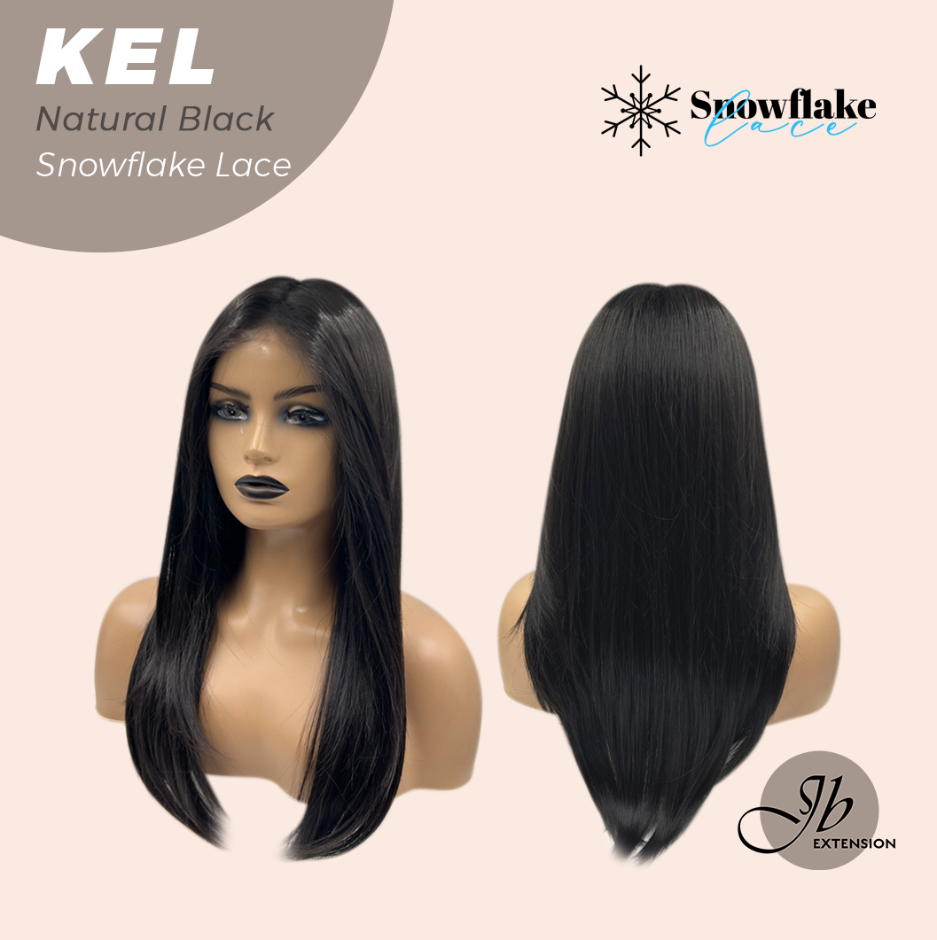 [PRE-ORDER] JBEXTENSION 22 Inches Natural Black Pre-Cut Snowflake Lace Frontlace Glueless Wig KEL NATURAL BLACK【PERMATEASE】【BENDY EAR TABS】