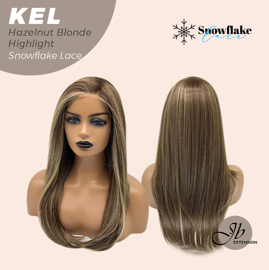[PRE-ORDER] Get this Influencer Look with Hazelnut Blonde Highlight Pre-Cut Snowflake Lace Wig KEL HAZELNUT