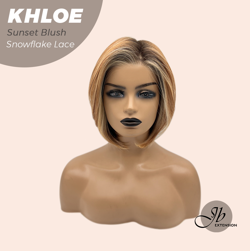 [PRE-ORDER] JBEXTENSION 12 Inches Bob Cut Sunset Blush Pre-Cut Snowflake Lace Frontlace Glueless Wig KHLOE SUNSET BLUSH【PERMATEASE】【BENDY EAR TABS】