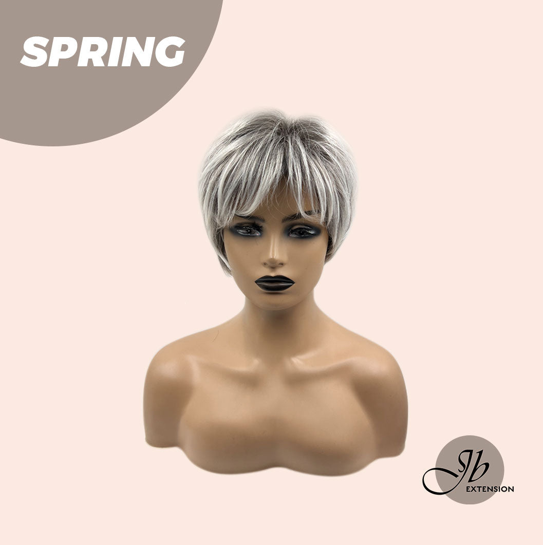 Rachel's Pick-Get Pixie Cut Silver Half Real Human Hair Half Futura Fiber Fashion Women Wig SPRING