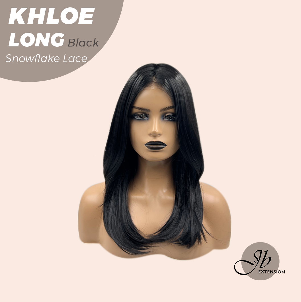 SNOWFLAKE LACE- JBEXTENSION 18 Inches Black Pre-Cut Snowflake Lace Frontlace Glueless Wig KHLOE LONG BLACK【PERMATEASE】【BENDY EAR TABS】
