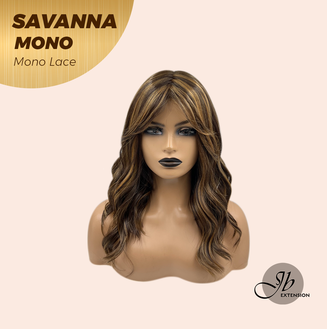 [PRE-ORDER] JBEXTENSION SAVANNA MONO Monofilament Handmade Wig 6X5 Full Monofilament Hand Tied Top Wig 16 Inches Brown With Highlight Wave Mono Lace Wig With Anti-slip Silicone Strips Glueless Wig SAVANNA MONO【BENDY EAR TABS】