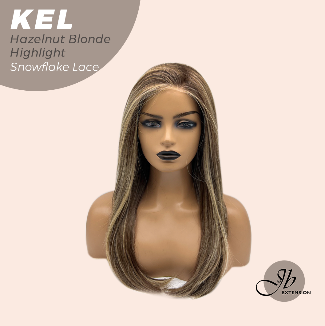 [PRE-ORDER] JBEXTENSION 22 Inches Hazelnut Blonde Highlight Pre-Cut Snowflake Lace Frontlace Glueless Wig KEL HAZELNUT【PERMATEASE】【BENDY EAR TABS】- M/L