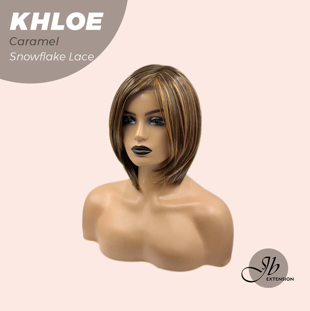 [PRE-ORDER] JBEXTENSION 12 Inches Bob Cut Caramel Pre-Cut Snowflake Lace Frontlace Glueless Wig KHLOE LACE【PERMATEASE】【BENDY EAR TABS】- M/L