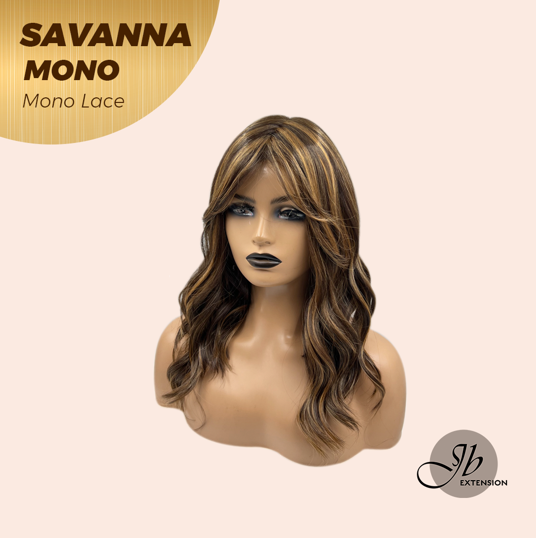 [PRE-ORDER] JBEXTENSION SAVANNA MONO Monofilament Handmade Wig 6X5 Full Monofilament Hand Tied Top Wig 16 Inches Brown With Highlight Wave Mono Lace Wig With Anti-slip Silicone Strips Glueless Wig SAVANNA MONO【BENDY EAR TABS】