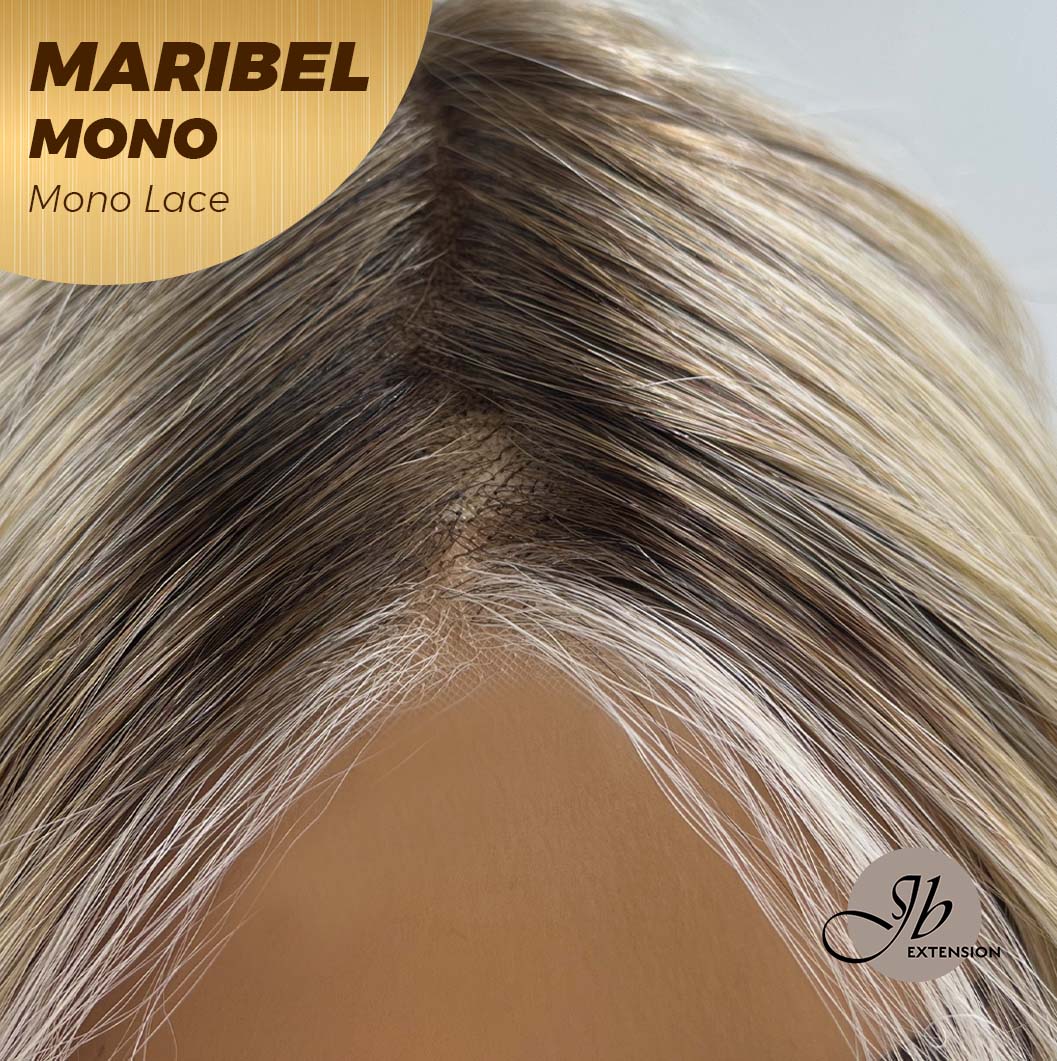 [PRE-ORDER] JBEXTENSION MARIBEL MONO Monofilament Handmade Wig 6X5 Full Monofilament Hand Tied Top Wig 16 Inches Blonde With Dark Root Wave Mono Lace Wig With Anti-slip Silicone Strips Glueless Wig Maribel Mono【BENDY EAR TABS】