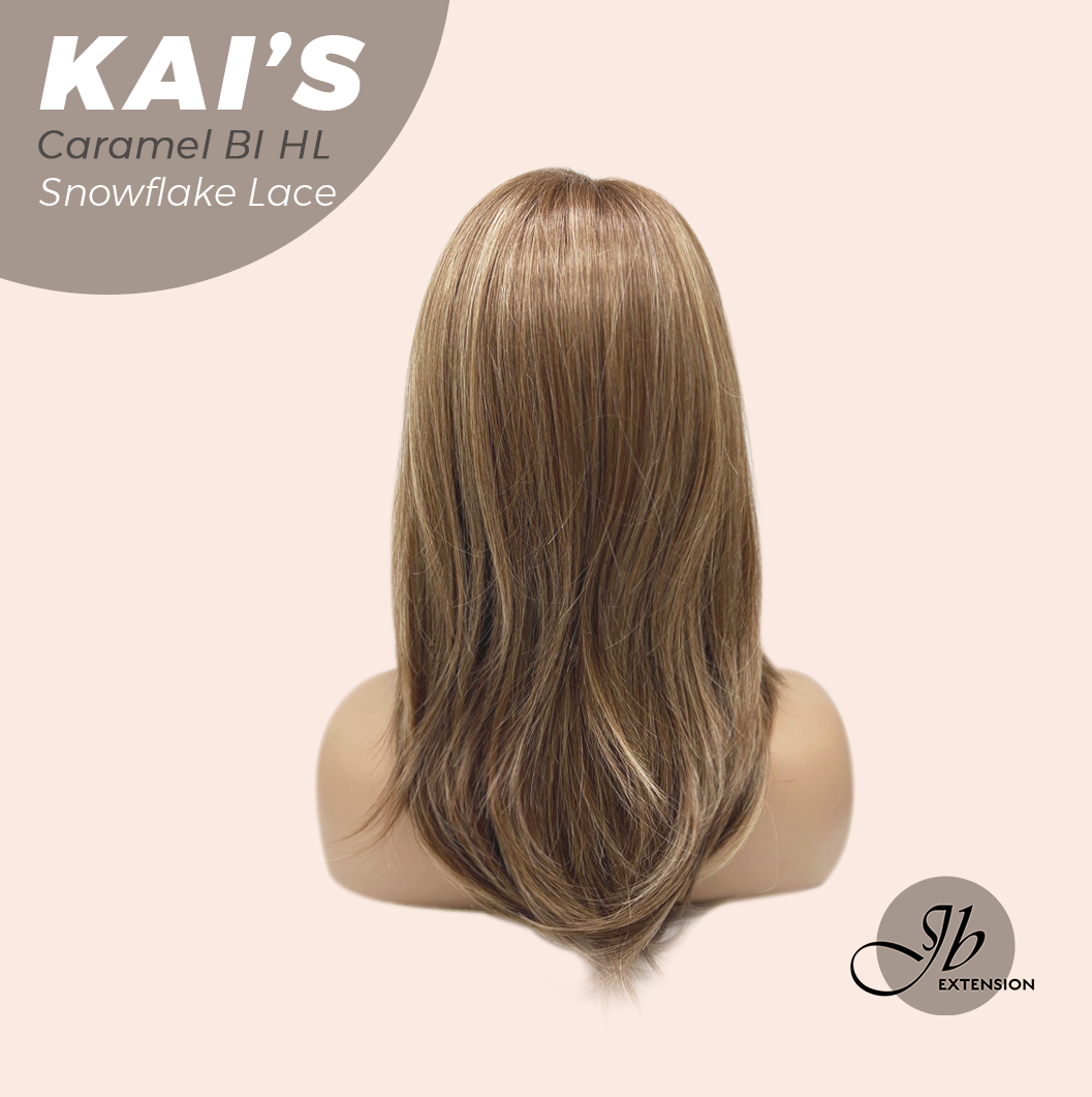 [PRE-ORDER] JBEXTENSION 18 Inches Caramel Blonde Highlight Pre-Cut Snowflake Lace Frontlace Glueless Wig KAI'S CARAMEL BLONDE HIGHLIGHT【PERMATEASE】【BENDY EAR TABS】