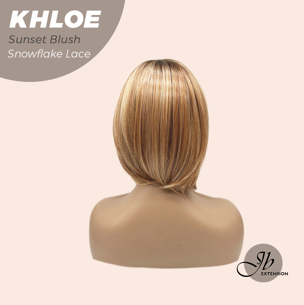 [PRE-ORDER] JBEXTENSION 12 Inches Bob Cut Sunset Blush Pre-Cut Snowflake Lace Frontlace Glueless Wig KHLOE SUNSET BLUSH【PERMATEASE】【BENDY EAR TABS】