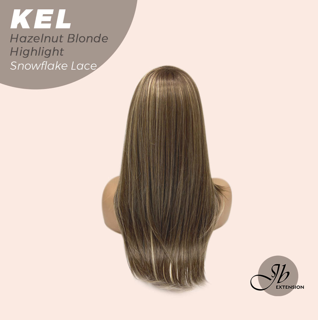 [PRE-ORDER] JBEXTENSION 22 Inches Hazelnut Blonde Highlight Pre-Cut Snowflake Lace Frontlace Glueless Wig KEL HAZELNUT【PERMATEASE】【BENDY EAR TABS】- M/L