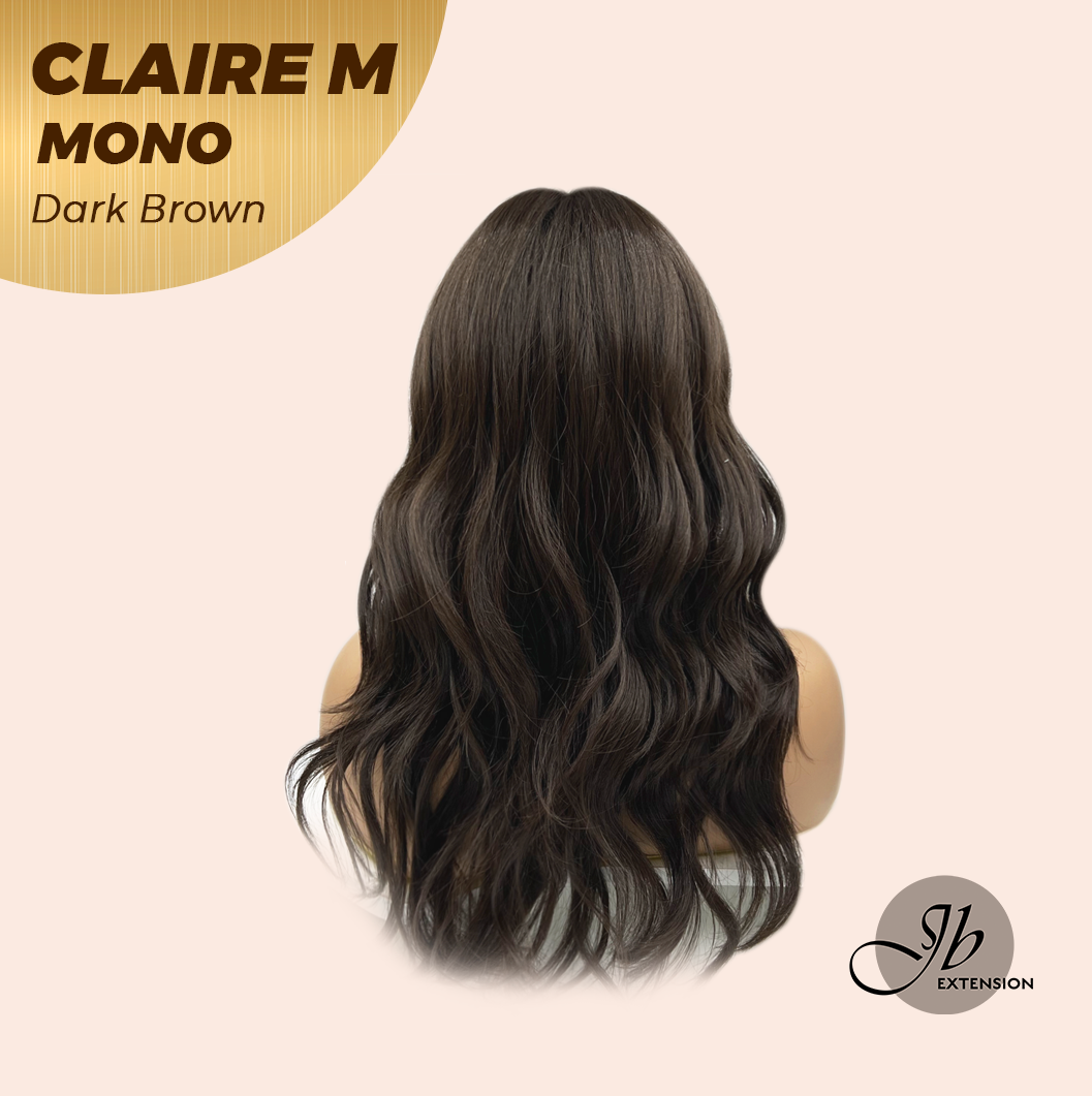 [PRE-ORDER] HOT OF SEASON - CLAIRE MONO DARK BROWN Partial Monofilament Wig 22 Inches Dark Brown Partial Mono Lace Glueless Wig CLAIRE MONO DARK BROWN【BENDY EAR TABS】