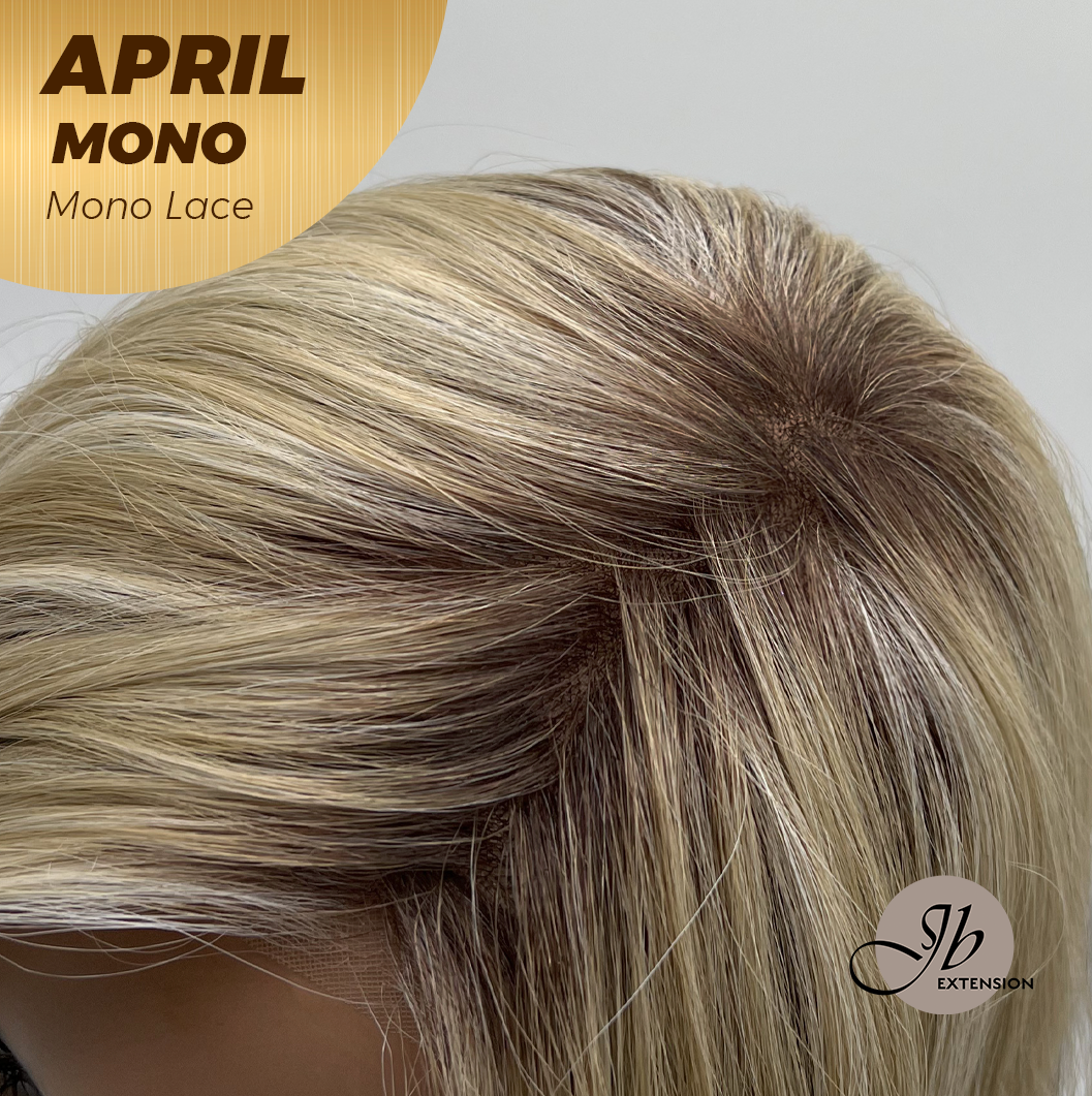 [PRE-ORDER] JBEXTENSION APRIL MONO Monofilament Handmade Wig 6X5 Full Monofilament Hand Tied Top Wig 18 Inches Mix Blonde Mono Lace Wig With Anti-slip Silicone Strips Glueless Wig APRIL MONO MIX BLONDE【BENDY EAR TABS】