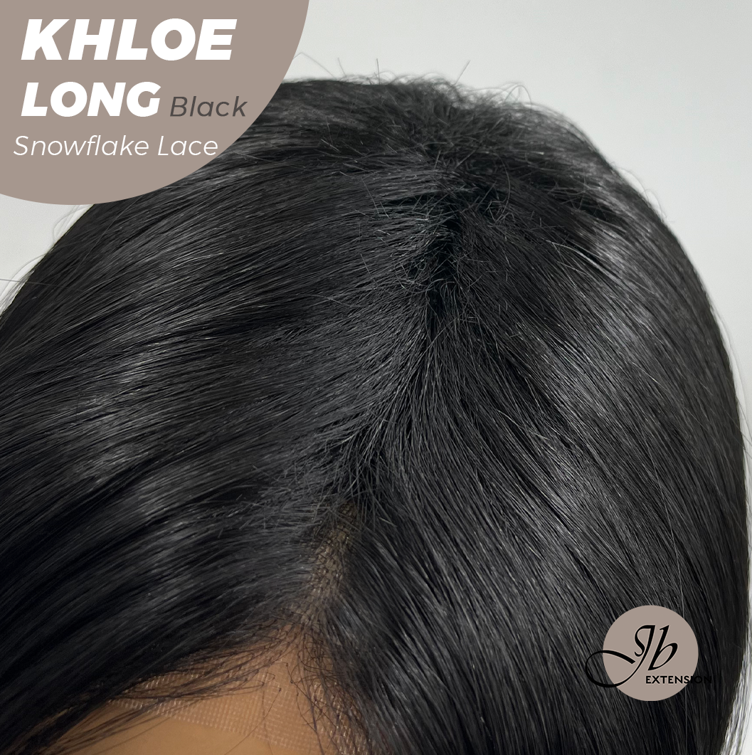 SNOWFLAKE LACE- JBEXTENSION 18 Inches Black Pre-Cut Snowflake Lace Frontlace Glueless Wig KHLOE LONG BLACK【PERMATEASE】【BENDY EAR TABS】