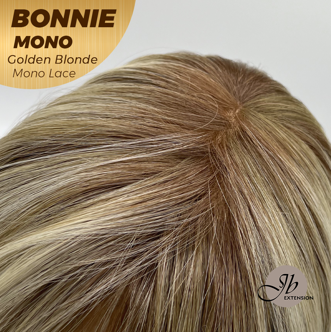[PRE-ORDER] HOT OF SEASON - BONNIE MONO GOLDEN BLONDE Full Monofilament Handmade Full Lace Full Hand Tied Wig 12 Inches Golden Blonde With Dark Root Mono Lace Handmade Futura Fiber Glueless Wig BONNIE MONO GOLDEN BLONDE【BENDY EAR TABS】