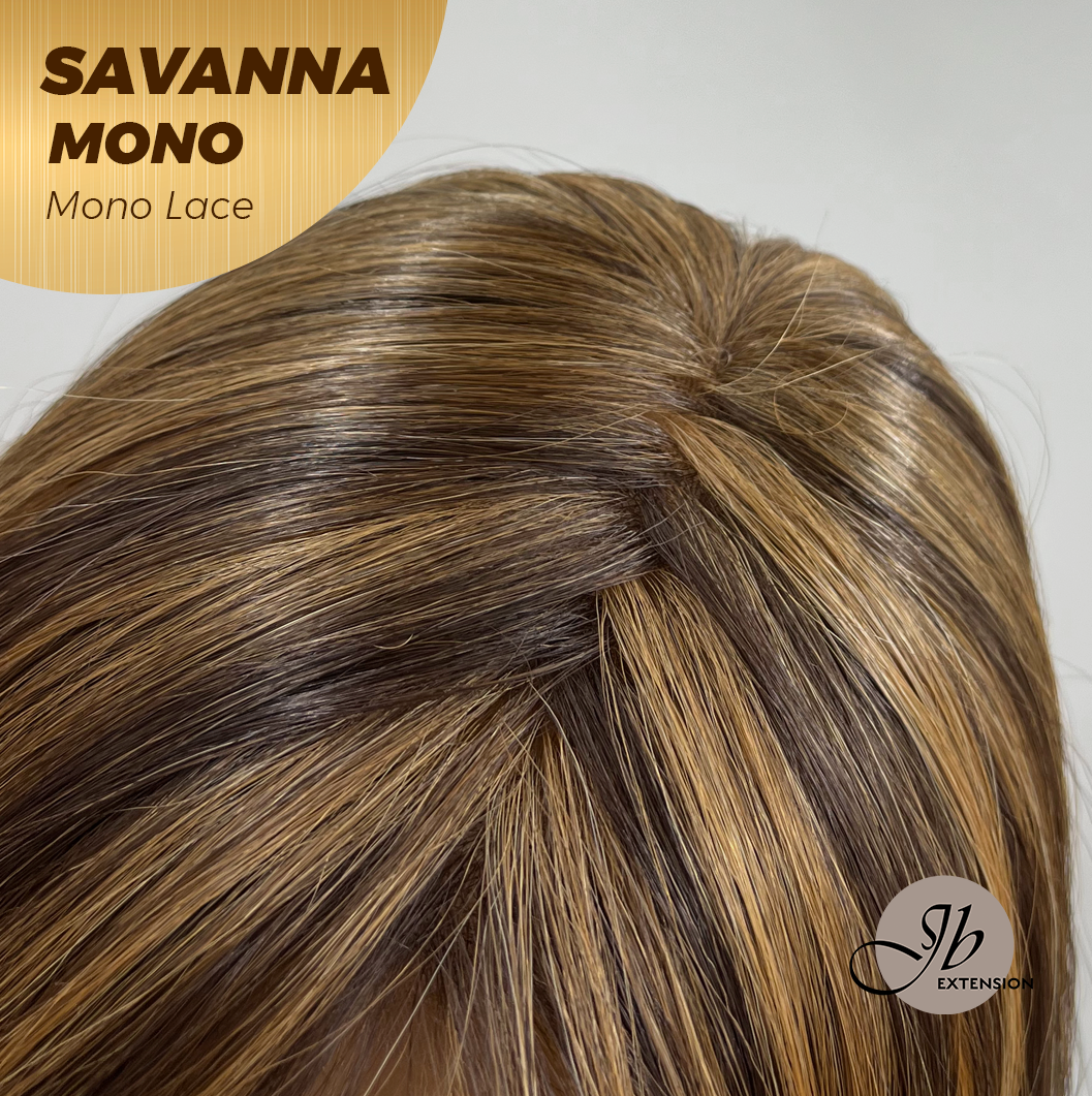 [PRE-ORDER] JBEXTENSION SAVANNA MONO Monofilament Handmade Wig 6X5 Full Monofilament Hand Tied Top Wig 16 Inches Brown With Highlight Wave Mono Lace Wig With Anti-slip Silicone Strips Glueless Wig SAVANNA MONO【BENDY EAR TABS】