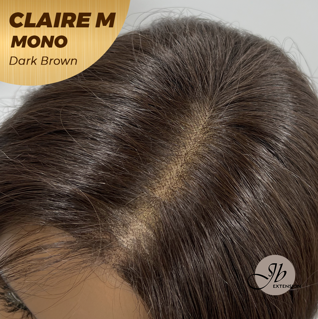 [PRE-ORDER] HOT OF SEASON - CLAIRE MONO DARK BROWN Partial Monofilament Wig 22 Inches Dark Brown Partial Mono Lace Glueless Wig CLAIRE MONO DARK BROWN【BENDY EAR TABS】